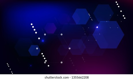 Blockchain Technology Background. Blockchain Vector Concept Illustration. Blue Digital Pattern. Bussines Concept Banner. Vector  Technology Blockchain Background.