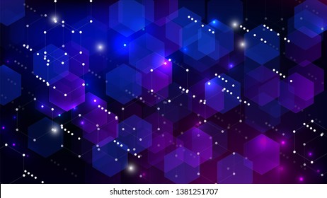 Blockchain Technology Background. Blockchain Vector Concept Illustration. Blue Digital Pattern. Bussines Concept Banner. Vector  Technology Blockchain Background.