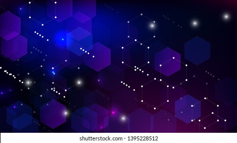 Blockchain Technology Background. Blockchain Vector Concept Illustration. Blue Digital Pattern. Bussines Concept Banner. Vector  Technology Blockchain Background.