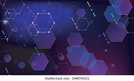 Blockchain Technology Background. Blockchain Vector Concept Illustration. Bussines Concept Banner. Blue Digital Pattern. Vector  Technology Blockchain Background.