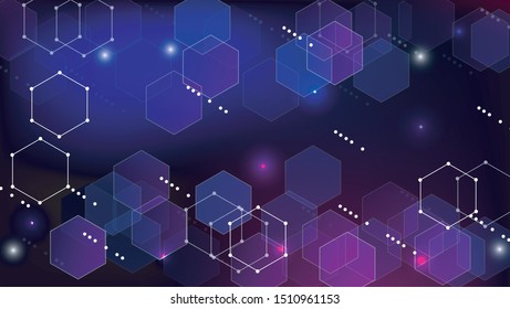 Blockchain Technology Background. Blockchain Vector Concept Illustration. Bussines Concept Banner. Blue Digital Pattern. Vector  Technology Blockchain Background.