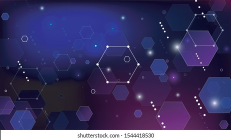 Blockchain Technology Background. Blockchain Vector Concept Illustration. Blue Digital Pattern. Bussines Concept Banner. Vector  Technology Blockchain Background.