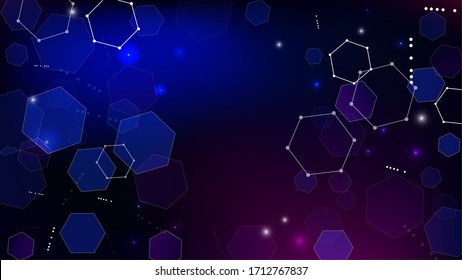 Blockchain Technology Background. Blockchain Vector Concept Illustration. Bussines Concept Banner. Blue Digital Pattern. Vector  Technology Blockchain Background.