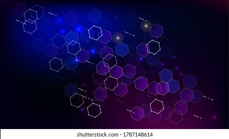 Blockchain Technology Background. Blockchain Vector Concept Illustration. Bussines Concept Banner. Blue Digital Pattern. Vector  Technology Blockchain Background.