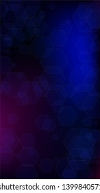 Blockchain Technology Background. Vertical Template BG for Mobile Device. Futuristic Cyberspace with Hexagon Fractals. Digital Tehnology Backdrop. Vector  Technology Blockchain Background.