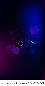 Blockchain Technology Background. Vertical Template BG for Mobile Device. Digital Tehnology Backdrop. Futuristic Cyberspace with Hexagon Fractals. Vector  Technology Blockchain Background.