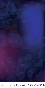 Blockchain Technology Background. Vertical Template BG for Mobile Device. Futuristic Cyberspace with Hexagon Fractals. Digital Tehnology Backdrop. Vector  Technology Blockchain Background.