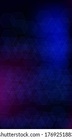 Blockchain Technology Background. Vertical Template BG for Mobile Device. Digital Tehnology Backdrop. Futuristic Cyberspace with Hexagon Fractals. Vector  Technology Blockchain Background.