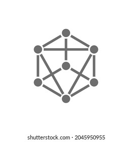 Blockchain technology, block chain, digital key grey icon.