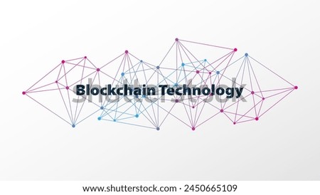 Blockchain technology. Blue pink gradient vector illustration for global business, science. Polygonal network pattern