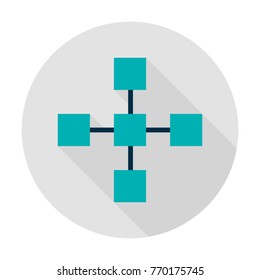 Blockchain Technology Circle Icon. Vector Illustration Flat Style with Long Shadow.