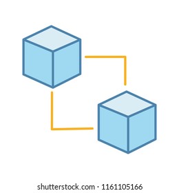 Blockchain technology color icon. Cryptocurrency. Fintech. E-commerce. Connected cubes. Isolated vector illustration