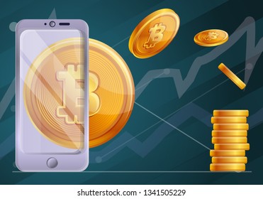Blockchain technology concept background. Cartoon illustration of blockchain technology vector concept background for web design