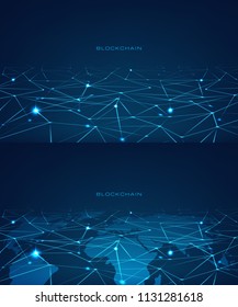 Blockchain technology concept block chain database data cryptocurrency business digital finance bitcoin network currency crypto money security mining background