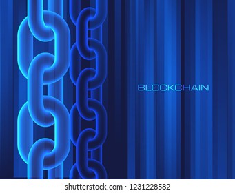 Blockchain technology concept block chain database data cryptocurrency business digital finance bitcoin network currency crypto money security mining blue background 