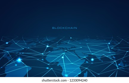 Blockchain Technology Concept Block Chain Database Data Cryptocurrency Business Digital Finance Bitcoin Network Currency Crypto Money Security Mining Background