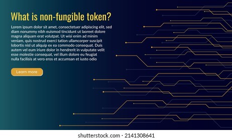 Blockchain technology concept, cryptocurrency. Working with tokens on the Internet, security. Futuristic background with elements in techno style microchips. Design banner template for web. Copyspace.