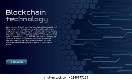 Blockchain technology concept, cryptocurrency. Working with tokens on the Internet, security. Futuristic background with elements in techno style microchips. Design banner template for web. Copyspace.