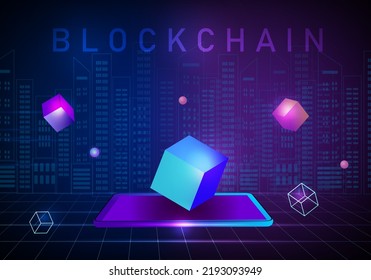 Blockchain technology concept, Future Technology connecting blockchain digital Cryptocurrency. vector illustration.