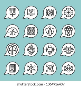 Block-chain technology concept - minimal thin line web icon set. Outline icons collection. 
Simple vector illustration.