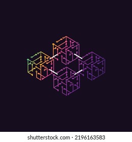 Blockchain technology concept modern icon. Symbol or logo element design with isometric. Vector illustration
