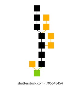 Blockchain technology concept. Sequence of communicating nodes. Record of cryptocurrency transactions. Algorithm. Vector illustration.