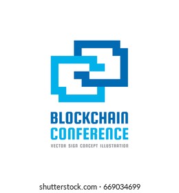 Blockchain technology conference - vector logo template concept illustration. Abstract geometric business sign. Digital crypto currency creative icon. Graphic design element. 