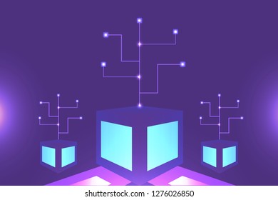 Blockchain Technology connect together concept background vector eps10.