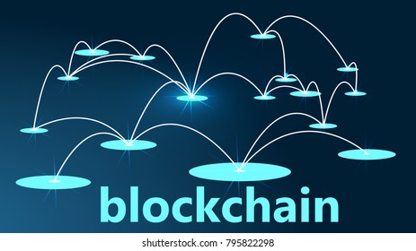 Blockchain technology. Connected lines for brand of smart contract block symbol. Graphic design for decentralized transactions and cryptocurrencies network. Vector Illustration