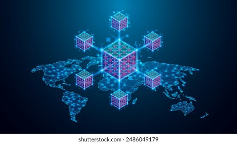 Blockchain Technology, Cryptocurrency, and Fintech: Powering the Future of Finance, Connect Block and Block Chain Technology. Vector