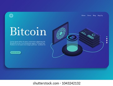 Blockchain technology. Cryptocurrency isometric composition. Vector illustration