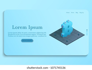 Blockchain technology. Cryptocurrency isometric composition. Vector illustration