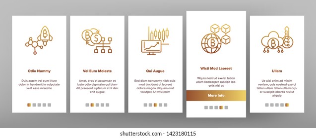Blockchain Technology, Cryptocurrency Vector Onboarding Mobile App Page Screen. Money Online Transaction, Blockchain. Banking, E-Payment. Bitcoin Mining E-Commerce Isolated Illustration