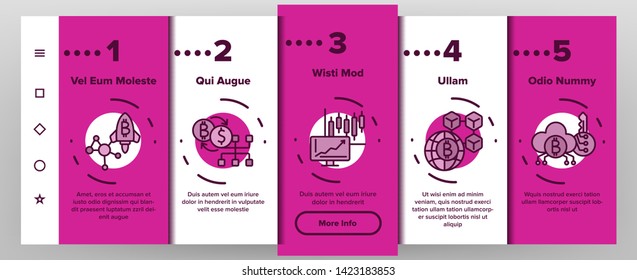 Blockchain Technology, Cryptocurrency Vector Onboarding Mobile App Page Screen. Money Online Transaction, Blockchain. Banking, E-Payment. Bitcoin Mining E-Commerce Isolated Illustration