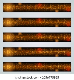 Blockchain technology, cryptocurrency, virtual money web banners vector collection