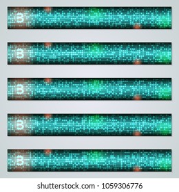 Blockchain technology, cryptocurrency, virtual money web banners vector collection