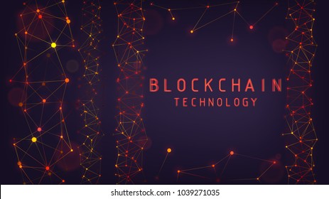 Blockchain technology, dark abstract background