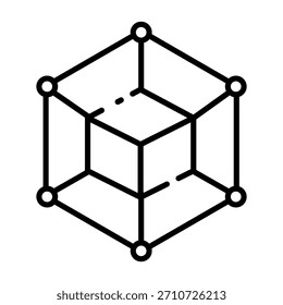 Tecnologia Blockchain e ícone de linha de rede descentralizada
