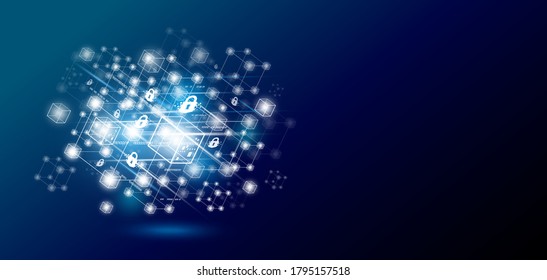 Blockchain technology design with copy space vector illustration