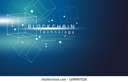 Blockchain technology design on blue background vector illustration