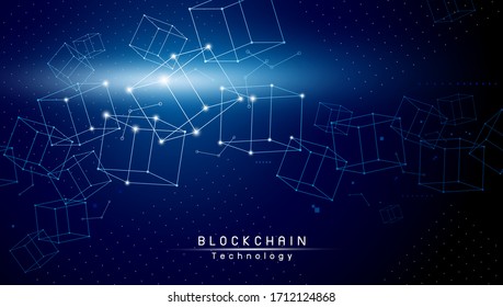 Blockchain technology design on blue background vector illustration