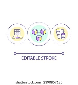 Blockchain technology development loop concept icon. Big data processing improvement abstract idea thin line illustration. Isolated outline drawing. Editable stroke