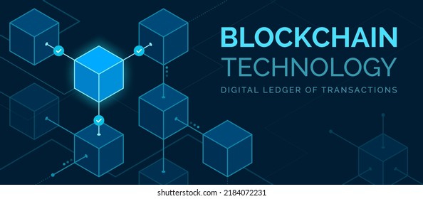 Blockchain-Technologie, digitales Ledger, NFT, Banner mit Kopienraum