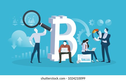 Blockchain technology. Flat design style web banner of blockchain technology, bitcoin, altcoins, cryptocurrency mining, finance, digital money market, cryptocoin wallet, stock exchange. 