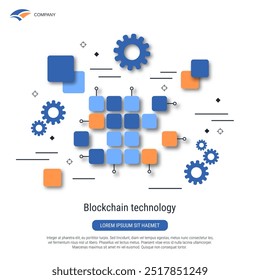 Blockchain technology flat style vector concept illustration