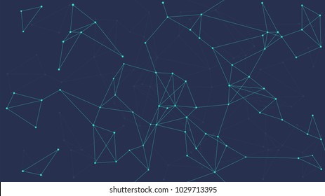 Blockchain technology futuristic abstract vector background with blockchain peer to peer network. Global cryptocurrency blockchain business banner concept.