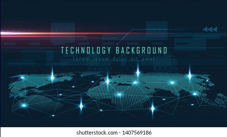 Blockchain technology with global connection concept  suitable for financial investment or crypto currency trends business idea and all art work design - Vector