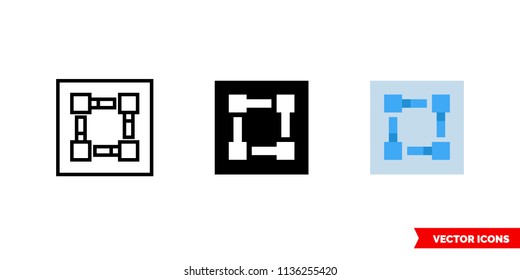 Blockchain technology icon of 3 types: color, black and white, outline. Isolated vector sign symbol.
