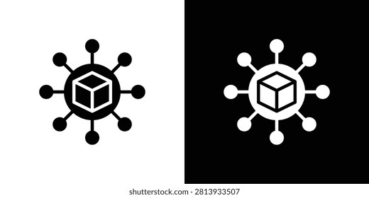 Blockchain technology icon black symbol group
