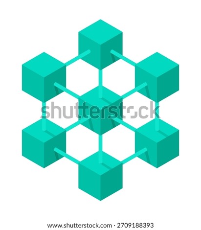 Blockchain technology icon - cell in flat colors. System for database or cryptocurrency. Isolated vector emblem